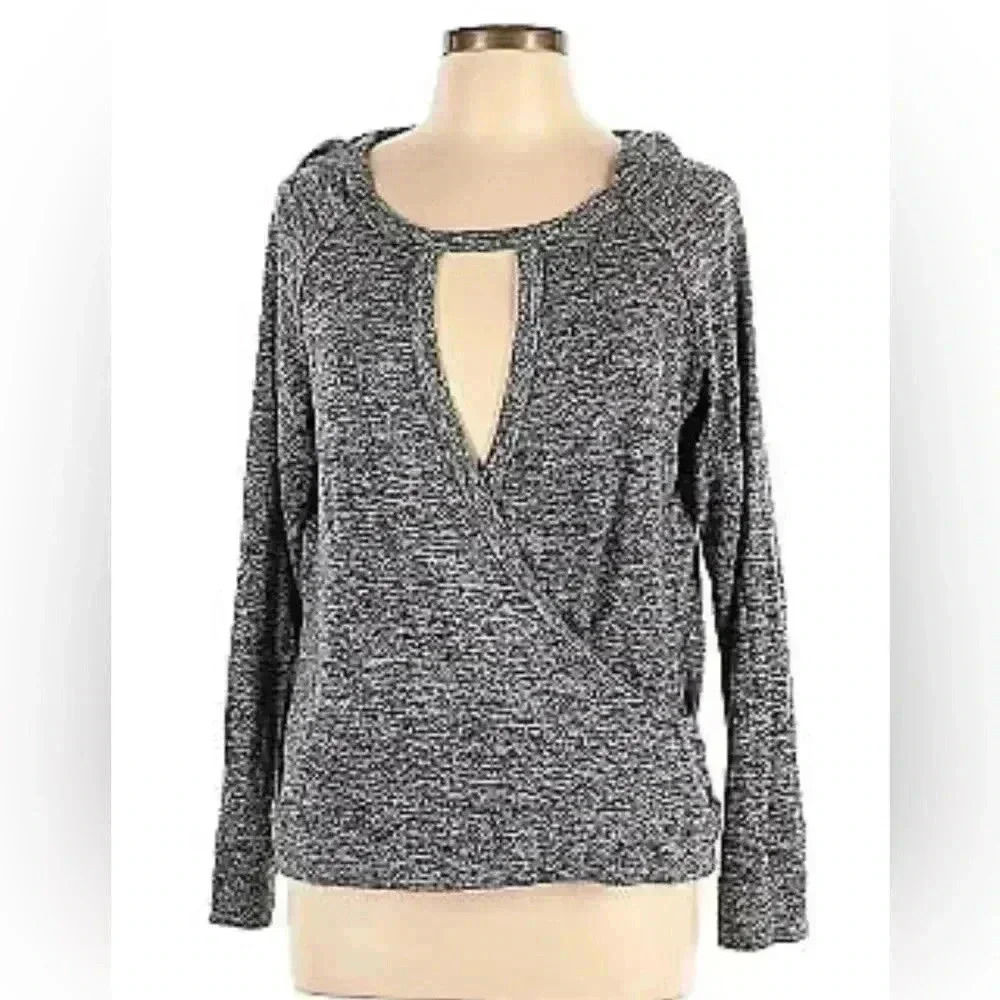 Misia Womens Black Stretch Knit Hooded Top Size XL